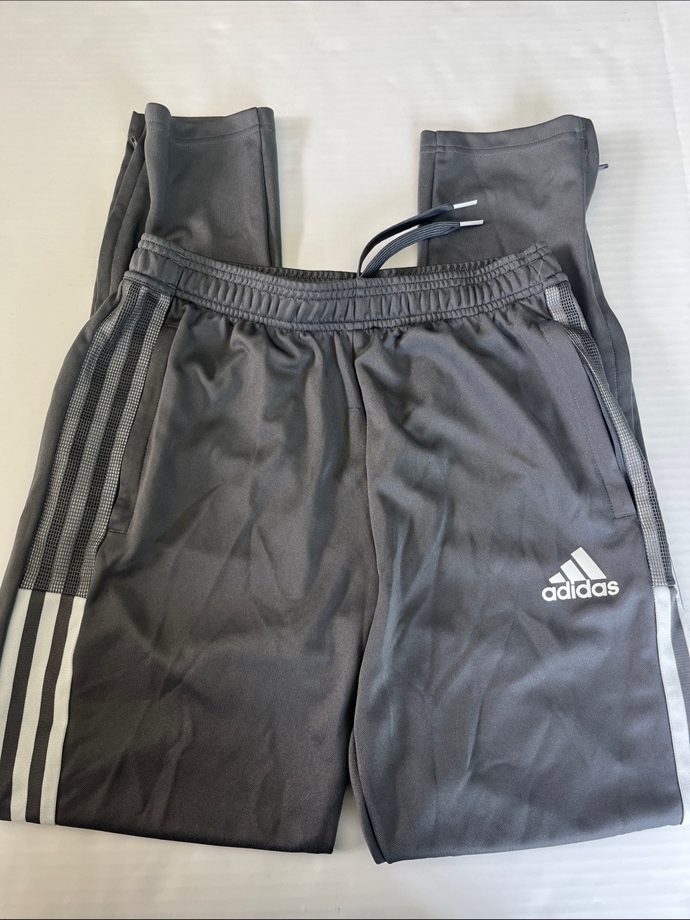 adidas Kids Gray Jogger Sweatpants with White Stripes